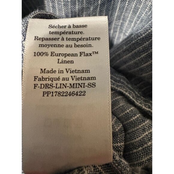 Everlane Linen Gray Pinstriped Short Sleeve Mini Shirt Dress Small - Picture 6 of 6